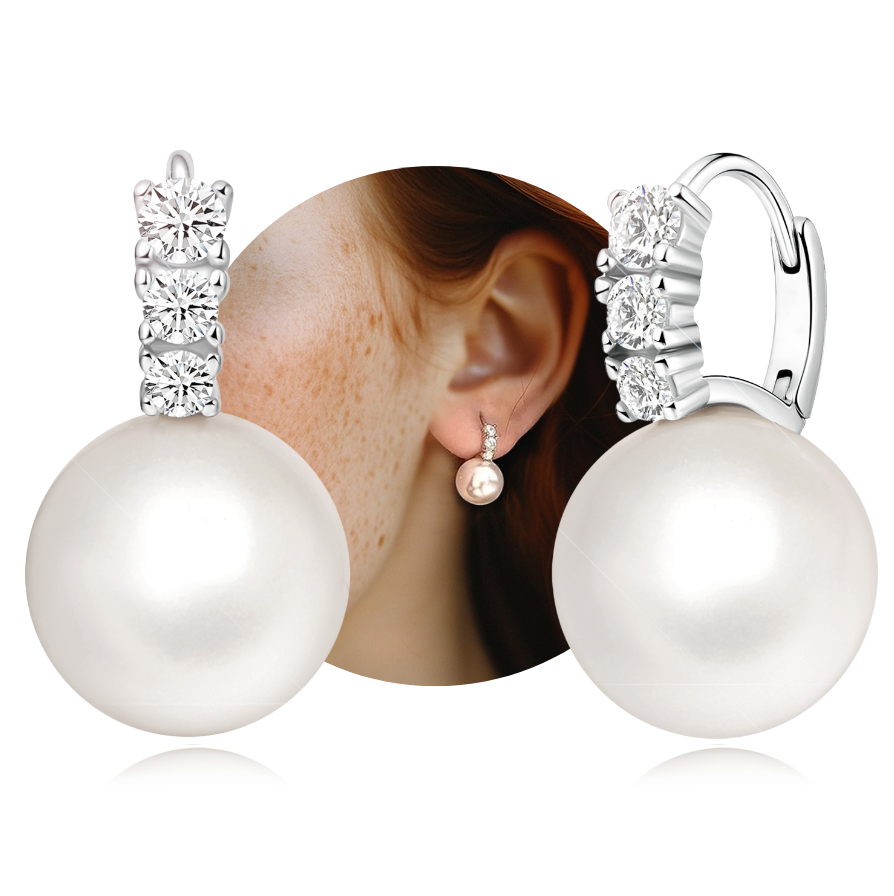 Radiant Large Pearl CZ Huggie Earrings
