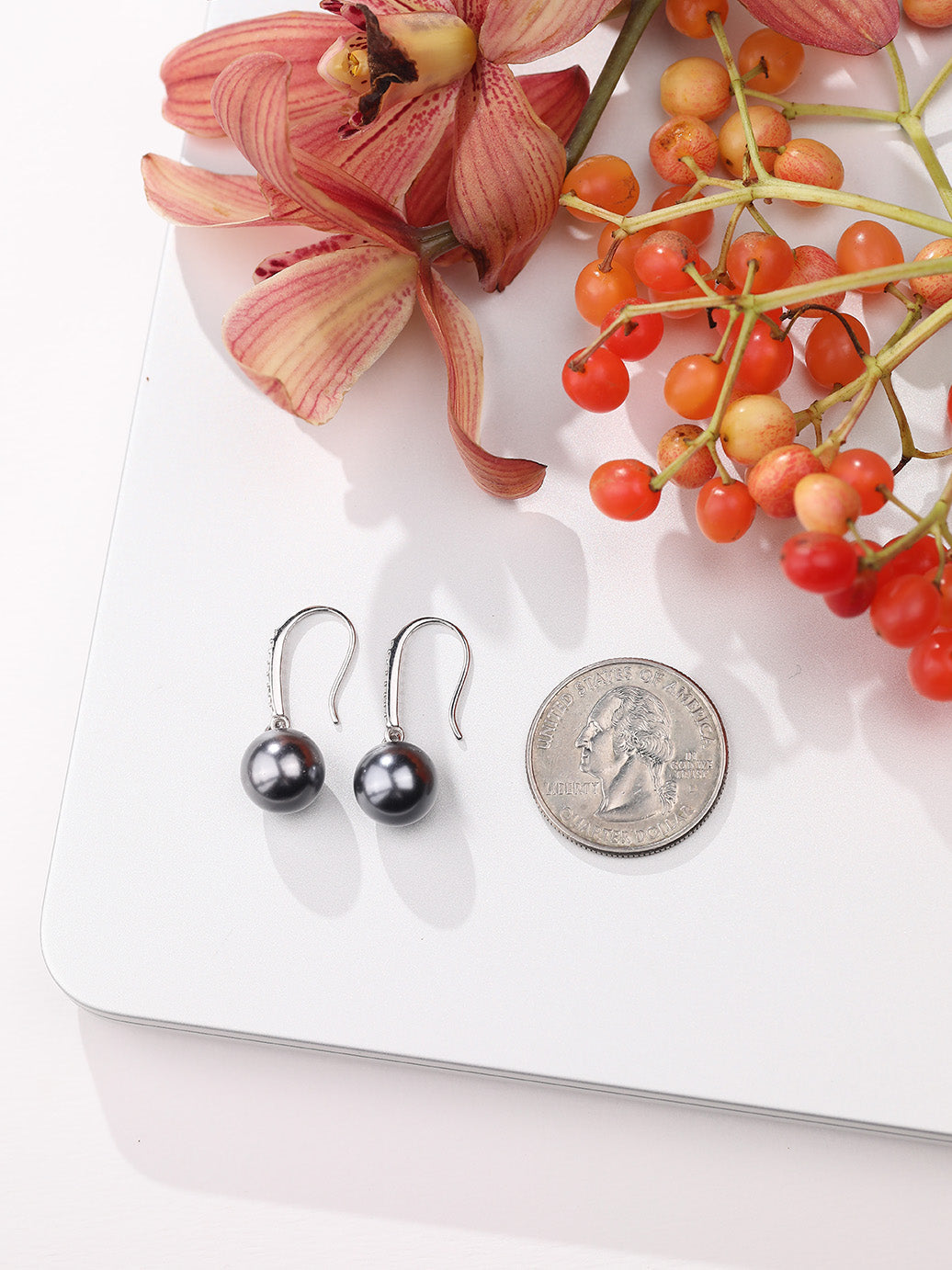 Starlit Black Pearl Drop Dangle Earrings