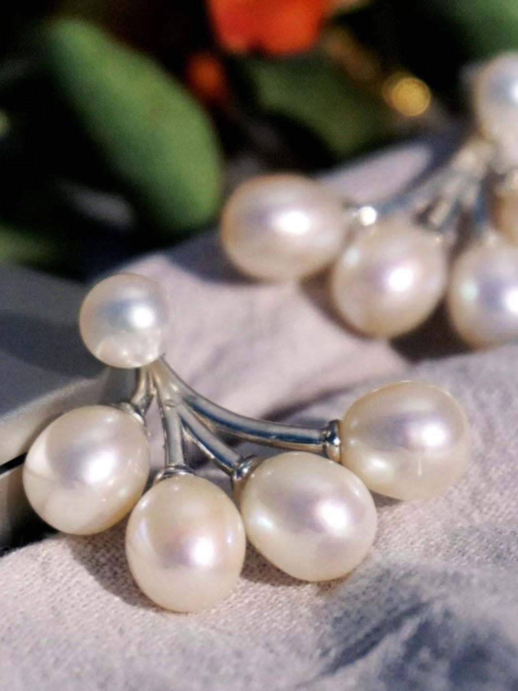 Natural Freshwater Pearl Branch Earrings