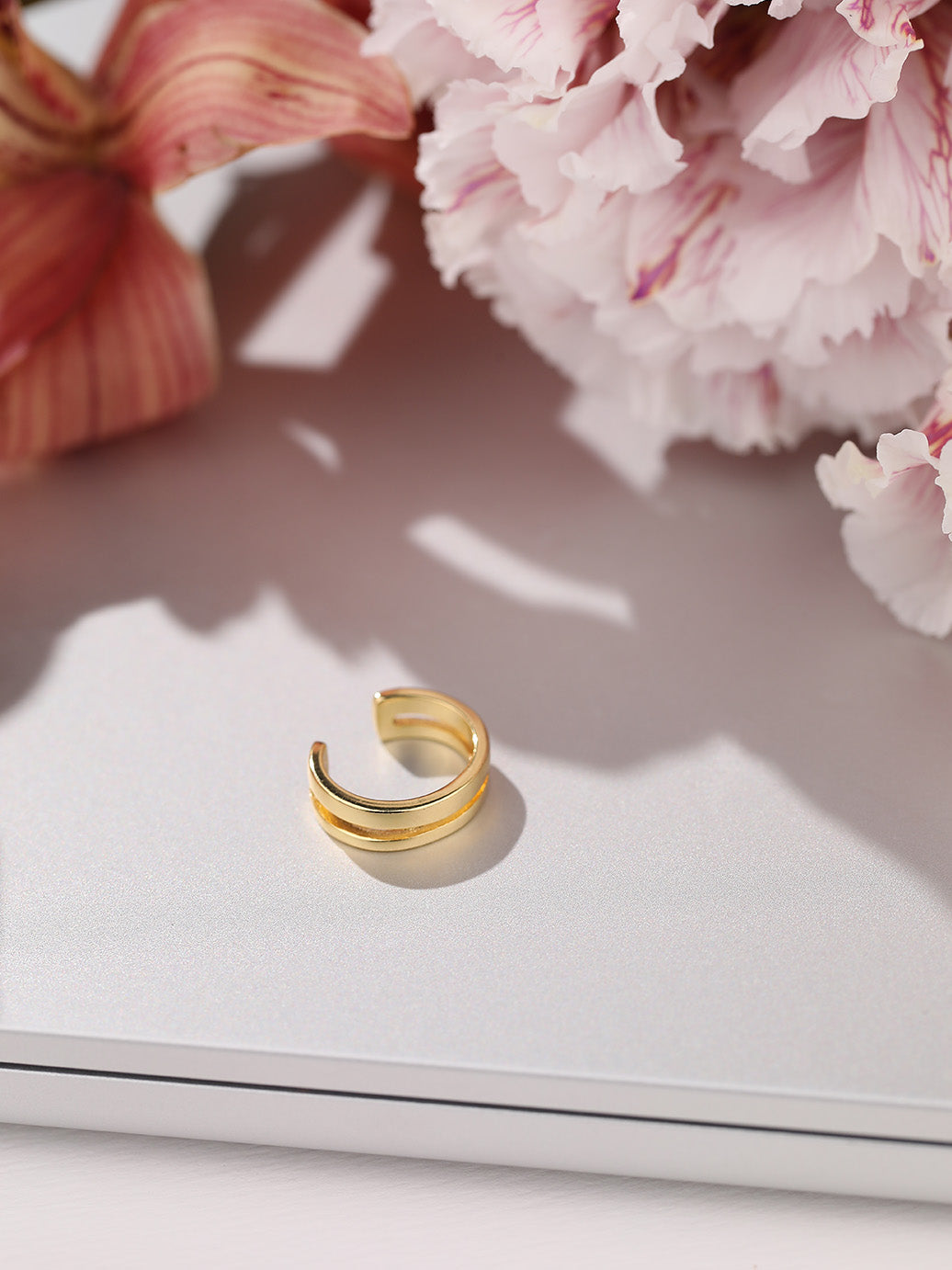 Gold Double Ring Ear Cuff