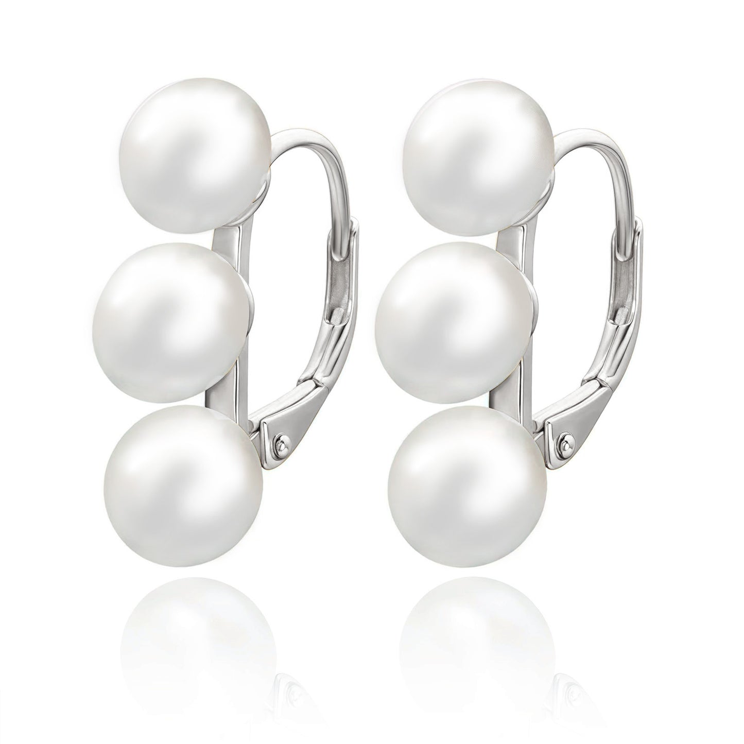 Triple Pearl Huggie Earrings