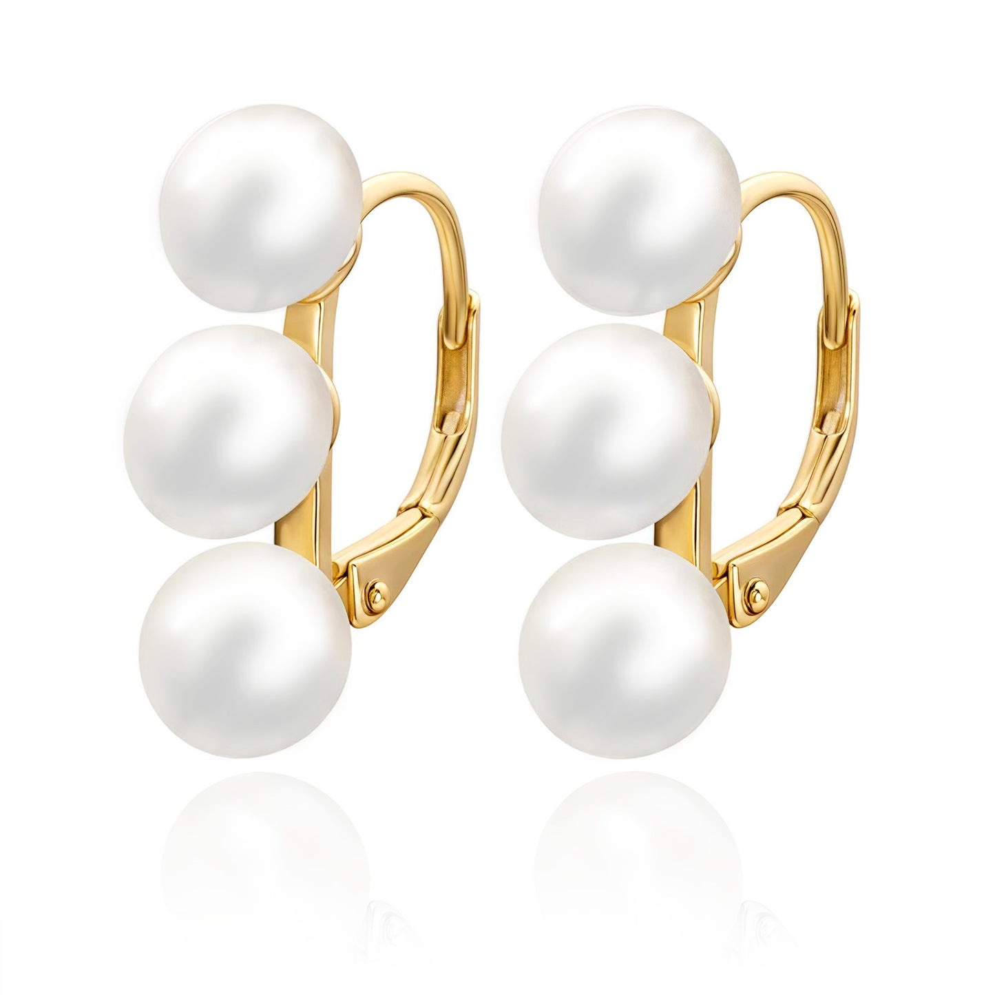 Triple Pearl Huggie Earrings