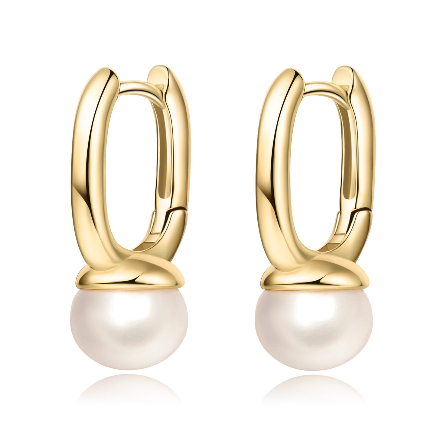 Natural Freshwater Pearl Gold Huggie Earrings