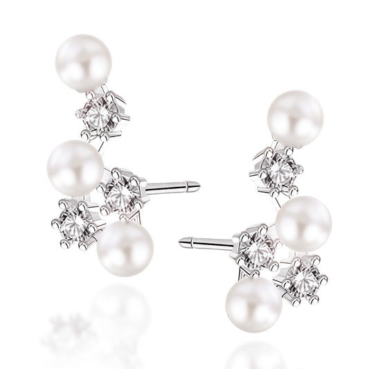 Natural Freshwater Pearl Climber Earrings