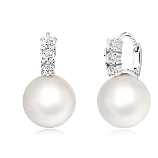 Radiant Large Pearl CZ Huggie Earrings