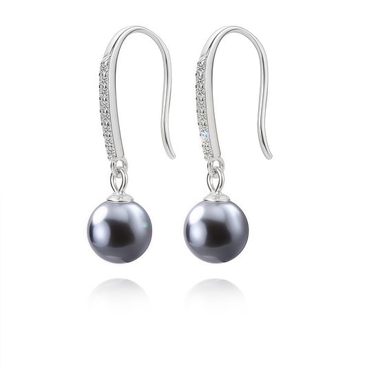 Starlit Black Pearl Drop Dangle Earrings